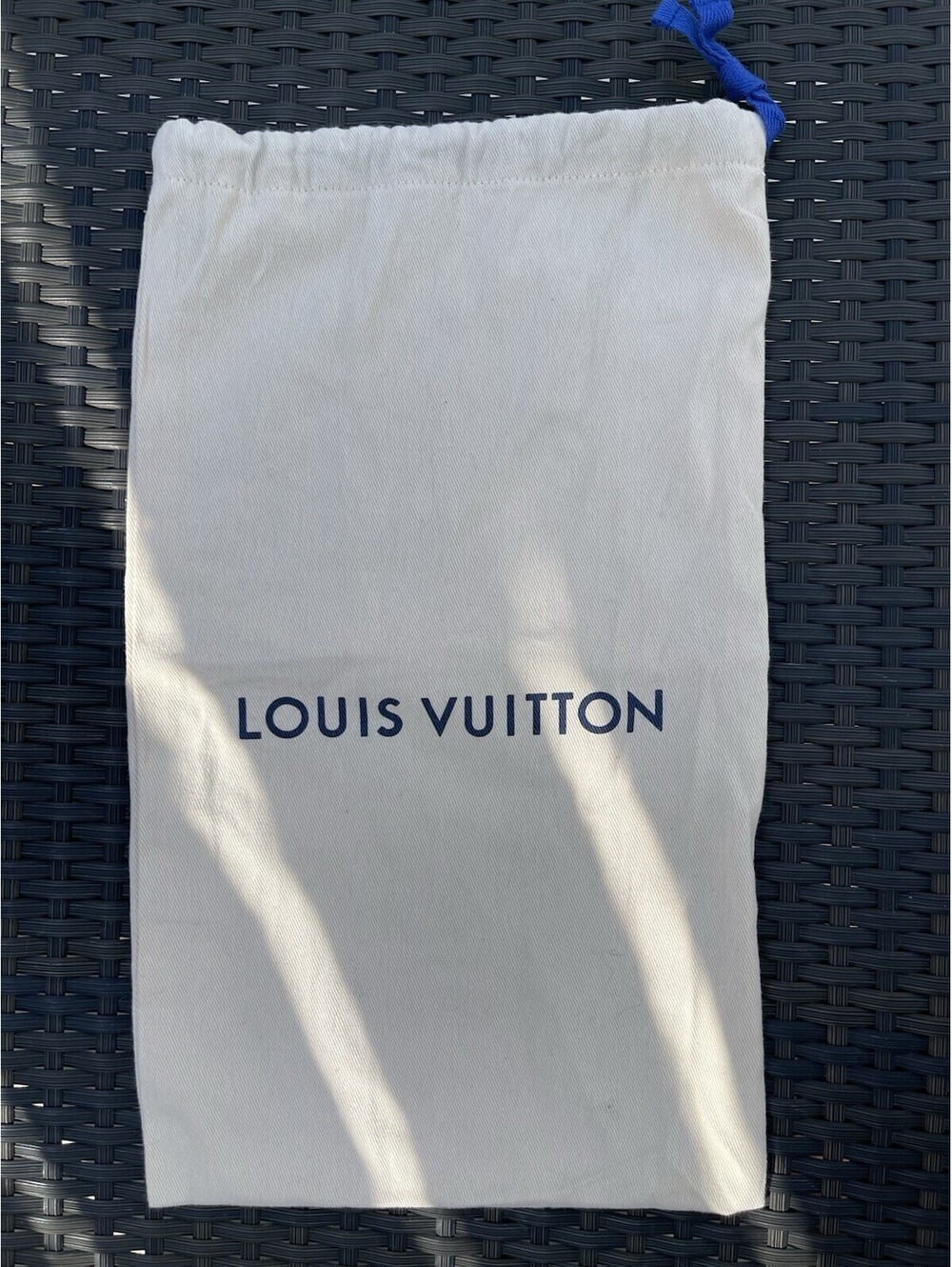 Louis Vuitton Large Empty Drawstring Dust bag 15" x 9" Authentic Beige Blue